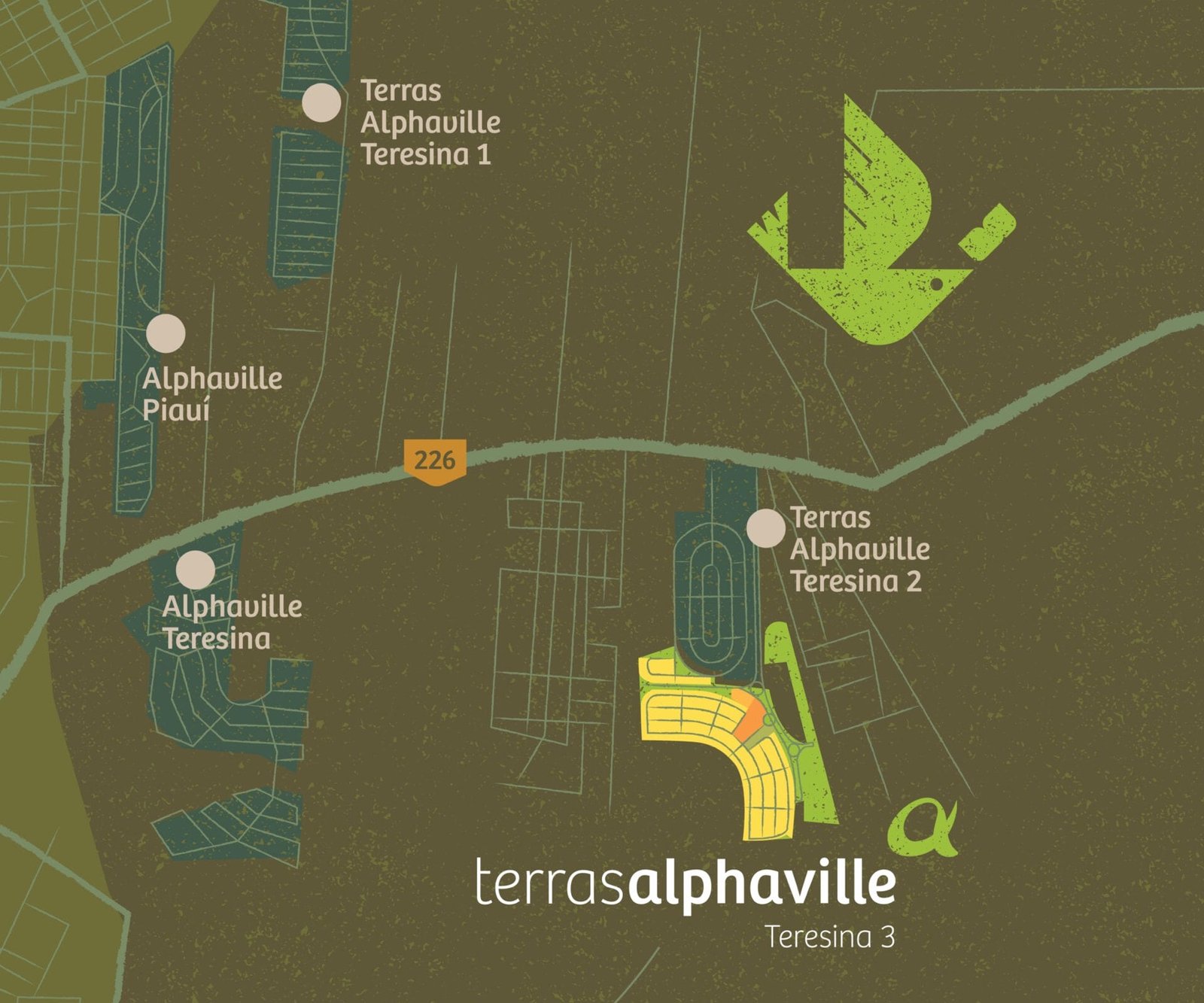Mapa ilustrado com a localização do Terras Alphaville Teresina 3